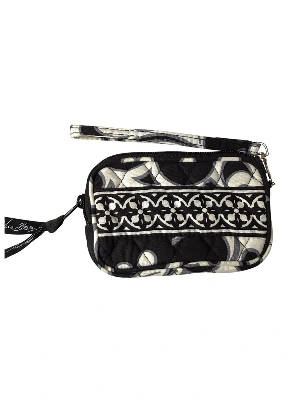 4/$25 Vera Bradley Night & Day Quilted Coin Pouch Wristlet Small Black White